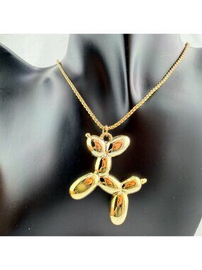 Gold Balloon Dog Pendant Necklace